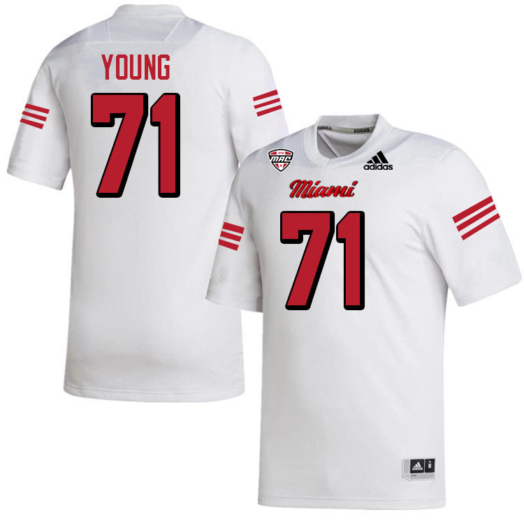 Miami University Redhawks #71 John Young College Football Jerseys Stitched-White